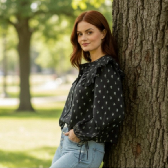 Universal Thread Balloon Long Sleeve Embroidered Button-Down Shirt Size XSMALL - Picture 2 of 13